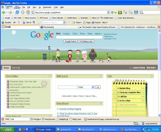 personalized Google homepage